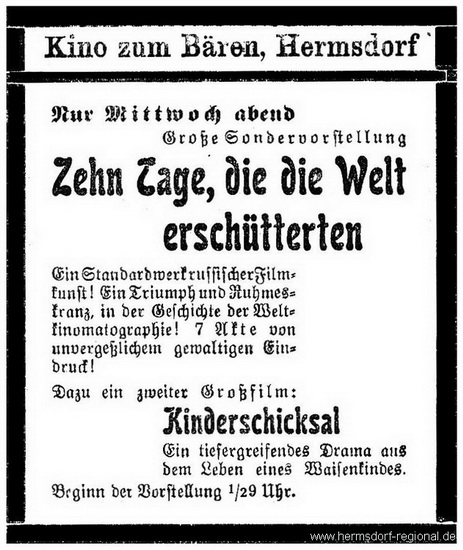 Kino - Anzeige 1929